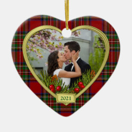 Onze eerste kerstfeest samen met Tartan Foto's Keramisch Ornament