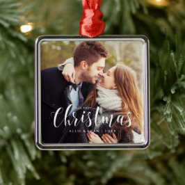 "Onze eerste kerstfeest" Weddenfoto Metalen Ornament