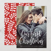 Onze eerste kerstfeestdag fotokaart feestdagenkaart (Voorkant / Achterkant)