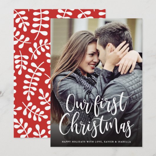 Onze eerste kerstfeestdag fotokaart feestdagenkaart (Voorkant / Achterkant)