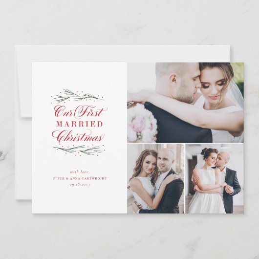 Onze eerste kerstfeestdag met kerstviering met mee feestdagenkaart (Voorkant)