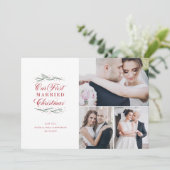 Onze eerste kerstfeestdag met kerstviering met mee feestdagenkaart (Staand voorkant)