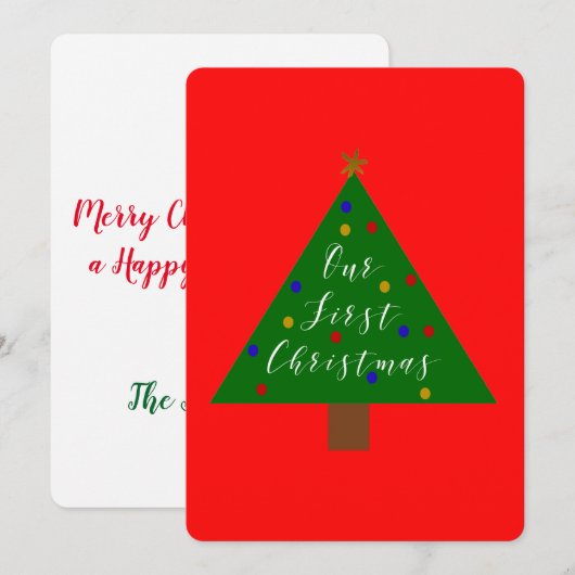 Onze eerste kerstfeestdag Simplistic Holiday Kaart (Voorkant / Achterkant)