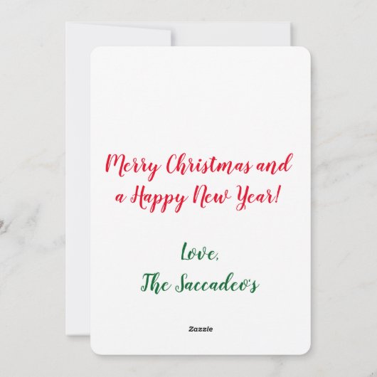 Onze eerste kerstfeestdag Simplistic Holiday Kaart (Achterkant)