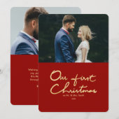 Onze eerste kerstfeestdag voor Passen getrouwd Feestdagenkaart (Voorkant / Achterkant)