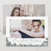 Onze eerste kerstfeestdag voor Passen getrouwd Feestdagenkaart (Voorkant / Achterkant)