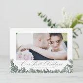 Onze eerste kerstfeestdag voor Passen getrouwd Feestdagenkaart (Staand voorkant)