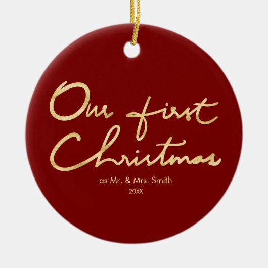 Onze eerste kerstfeestdagen met Gold Pas getrouwd  Keramisch Ornament (Voorkant)