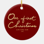 Onze eerste kerstfeestdagen met Gold Pas getrouwd  Keramisch Ornament (Achterkant)