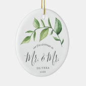 Onze eerste kerstfeestelijke foto Greenery Foto Ga Keramisch Ornament (Rechts)