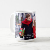 Onze eerste kerstfeestelijke foto groot koffiemok (Voorkant links)