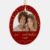 Onze eerste kerstfeestelijke foto keramisch ornament (Rechts)