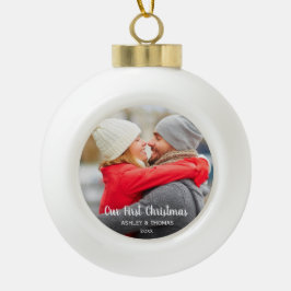 Onze eerste kerstfeestelijke foto Moderne C Keramische Bal Ornament