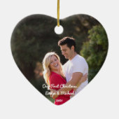 Onze eerste kerstfeestelijke fotokeramische versie keramisch ornament (Achterkant)