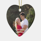 Onze eerste kerstfeestelijke fotokeramische versie keramisch ornament (Links)