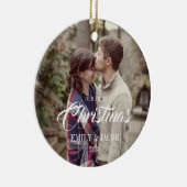 Onze eerste kerstfeestelijke fotoversiering keramisch ornament (Rechts)