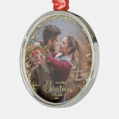 Onze eerste kerstfeestelijke fotoversiering metalen ornament (Links)