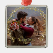 Onze eerste kerstfeestelijke fotoversiering metalen ornament (Voorkant)