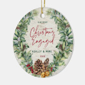 Onze eerste kerstfeestelijke Winterfoto Keramisch Ornament (Links)