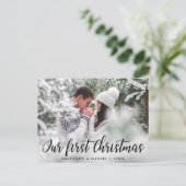 Onze eerste kerstfeestfoto briefkaart (Staand voorkant)