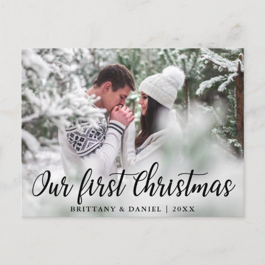 Onze eerste kerstfeestfoto briefkaart (Voorkant)