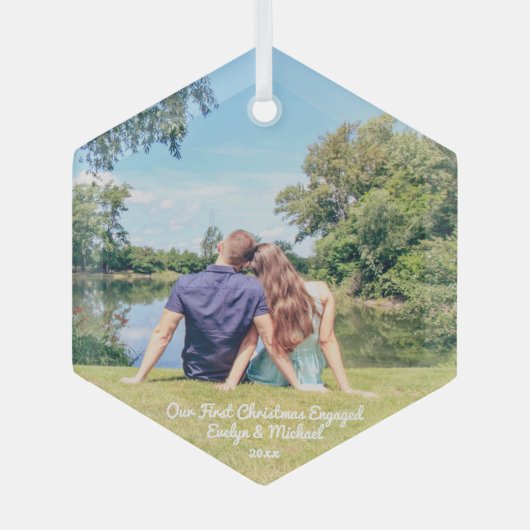 Onze eerste kerstfeestfoto glas ornament (Voorkant)