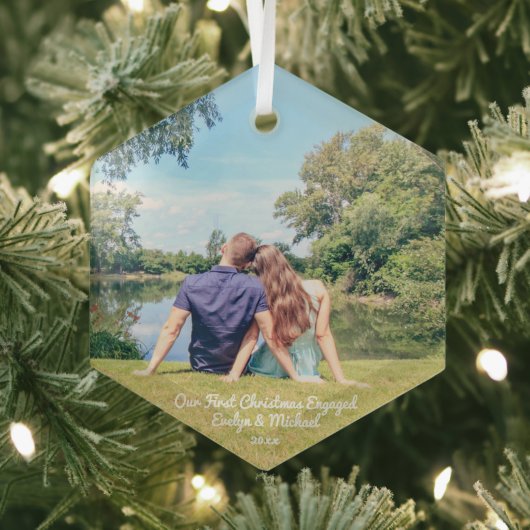 Onze eerste kerstfeestfoto glas ornament (Insitu)