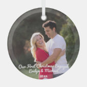 Onze eerste kerstfeestfoto glas ornament (Voorkant)