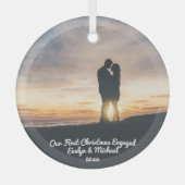 Onze eerste kerstfeestfoto glas ornament (Voorkant)