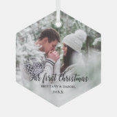 Onze eerste kerstfeestfoto glas ornament (Voorkant)