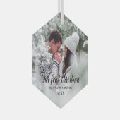 Onze eerste kerstfeestfoto glas ornament (Voorkant Rechts)