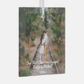 Onze eerste kerstfeestfoto glas ornament (Voorkant Rechts)