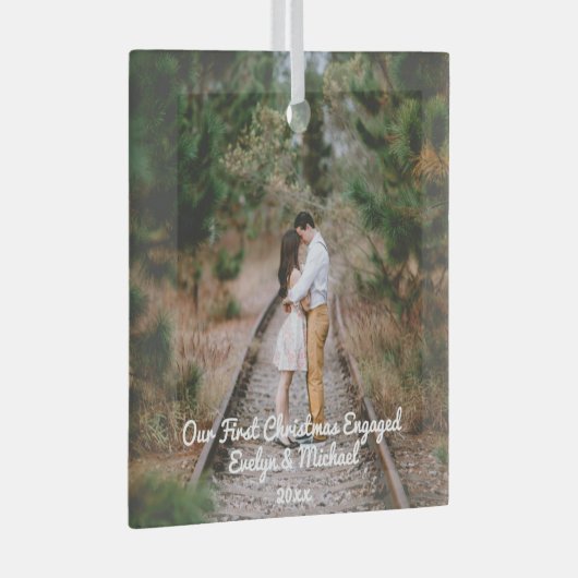 Onze eerste kerstfeestfoto glas ornament (Voorkant Rechts)