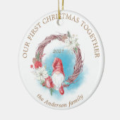 Onze eerste kerstfeestfoto keramisch ornament (Links)