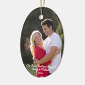 Onze eerste kerstfeestfoto keramisch ornament (Links)