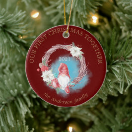 Onze eerste kerstfeestfoto keramisch ornament