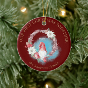 Onze eerste kerstfeestfoto keramisch ornament
