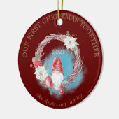 Onze eerste kerstfeestfoto keramisch ornament (Links)