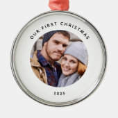 Onze eerste kerstfeestfoto metalen ornament (Voorkant)