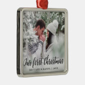 Onze eerste kerstfeestfoto metalen ornament (Rechts)