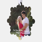 Onze eerste kerstfeestfoto ornament kaart (Links)
