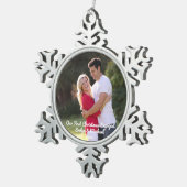 Onze eerste kerstfeestfoto tin sneeuwvlok ornament (Rechts)