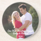 Onze eerste kerstfeestfoto zandsteen onderzetter (Voorkant)
