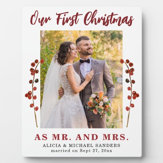 Onze eerste kerstfoto als getrouwd stel fotoplaat (Voorkant)