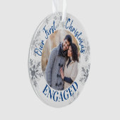Onze eerste kerstfoto blauw en zilver ornament (voorkant)