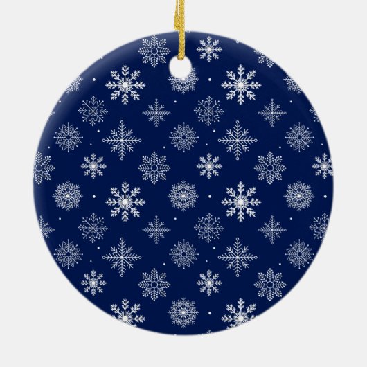 Onze eerste kerstfoto Blauw Keramisch Ornament (Achterkant)