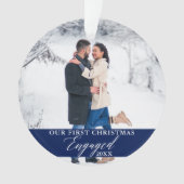 Onze eerste kerstfoto Blauw Ornament (voorkant)