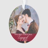 Onze eerste kerstfoto Burgundy Ornament (voorkant)
