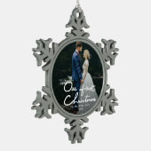 Onze eerste kerstfoto Chic Keepomwille Tin Sneeuwvlok Ornament (Links)