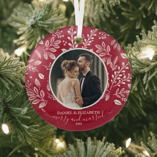 Onze eerste kerstfoto Cranberry Glas Ornament (Insitu)